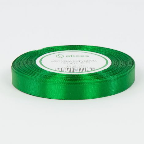 Wstążka satynowa Akces Zielona średnia, 12mm x 33m